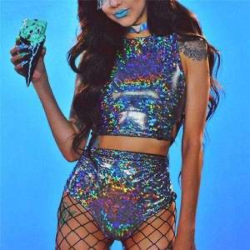 Holographic Rave/Festival Two Piece Set
